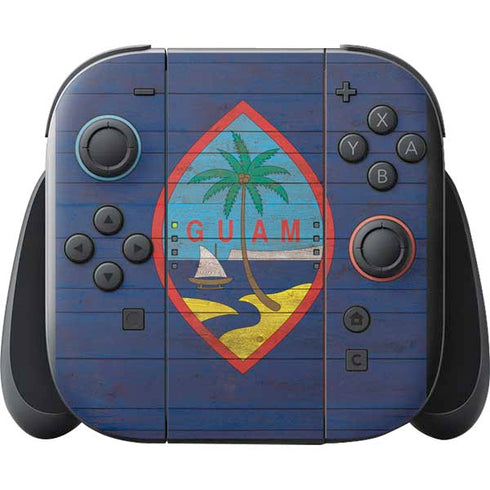 Guam Flag Dark Wood Nintendo Switch 2 (2025) with Joy-Con Skin